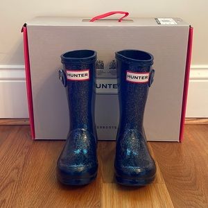 KIDS Brand New Never Worn Hunter Rain Boots in navy glitter